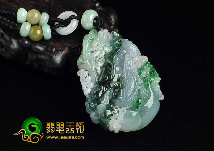 糯冰种多彩缅甸翡翠A货花开富贵挂件