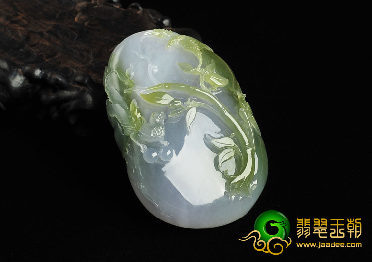 冰种紫罗兰黄翡缅甸翡翠A货比翼双飞挂件