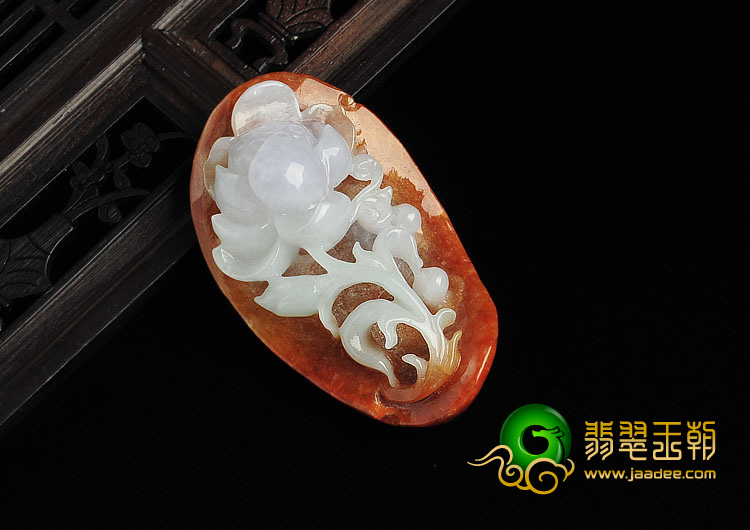 糯冰种褐红翡缅甸翡翠A货一品清莲挂件