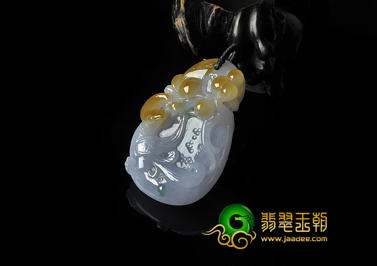 糯冰种紫罗兰黄翡缅甸翡翠A货喜上眉梢挂件