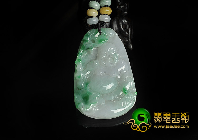 糯冰种飘翠缅甸翡翠A货玉佛挂件