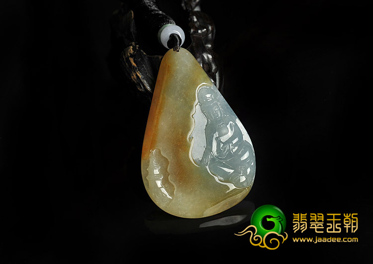 冰种褐黄翡缅甸翡翠A货观音挂件
