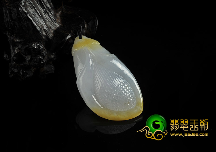 糯冰种黄翡缅甸翡翠A货玉兰花挂件
