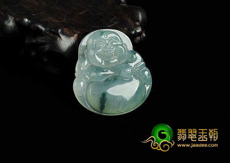 冰种飘花缅甸翡翠A货玉佛挂件