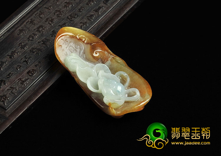 冰种褐黄翡缅甸翡翠A货一品清莲挂件