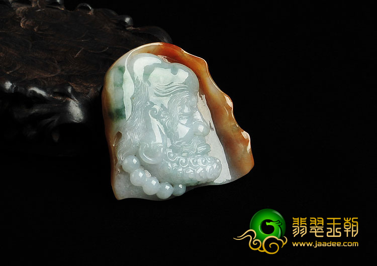 糯冰种三彩缅甸翡翠A货达摩挂件