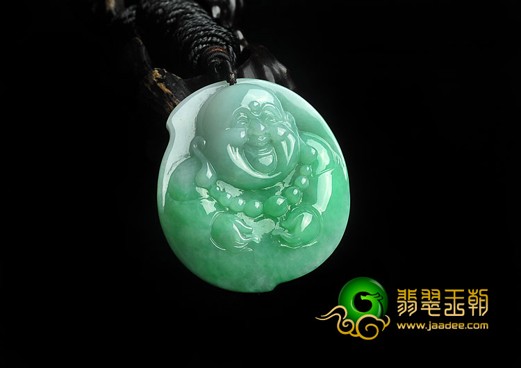 糯冰种翠色缅甸翡翠A货玉佛挂件