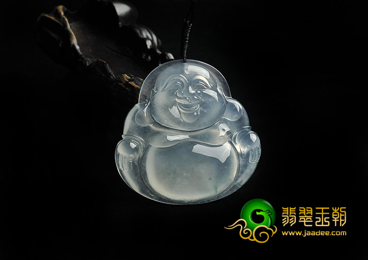 冰玻种略飘花缅甸翡翠A货玉佛挂件