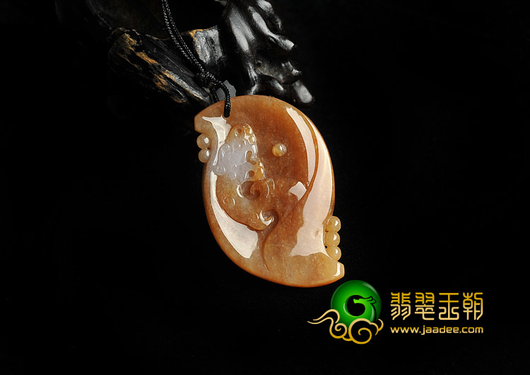 糯冰种褐红翡缅甸翡翠A货府中有龙挂件