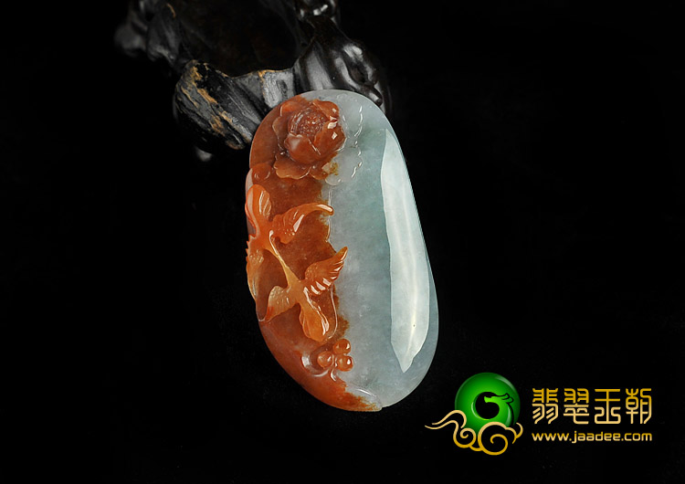 糯冰种晴水红翡缅甸翡翠A货喜结连理挂件