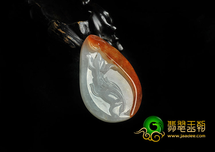 糯冰种晴水红黄翡缅甸翡翠A货一品清莲挂件
