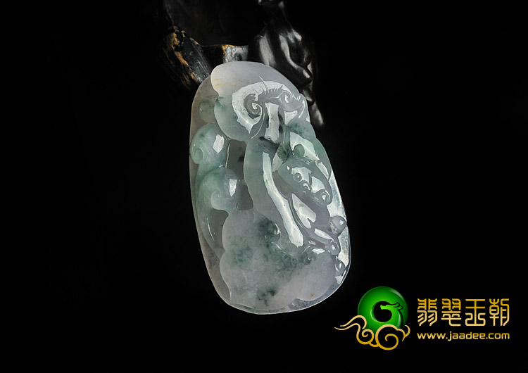冰种飘花缅甸翡翠A货福寿如意挂件