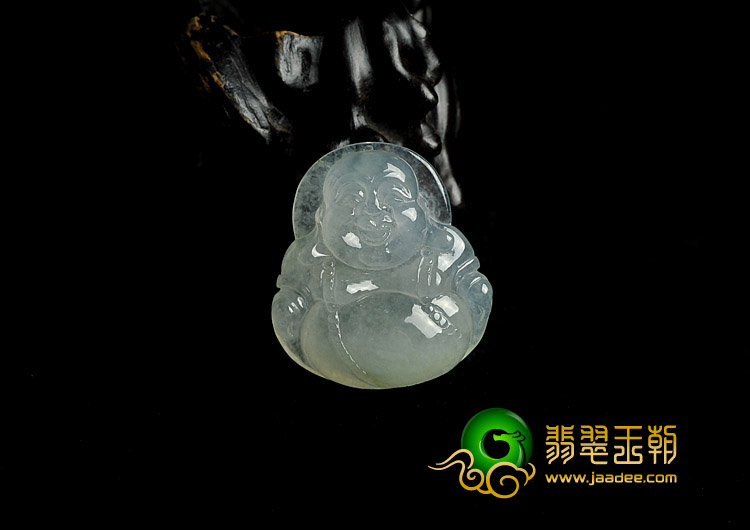 冰种淡晴水缅甸翡翠A货玉佛挂件