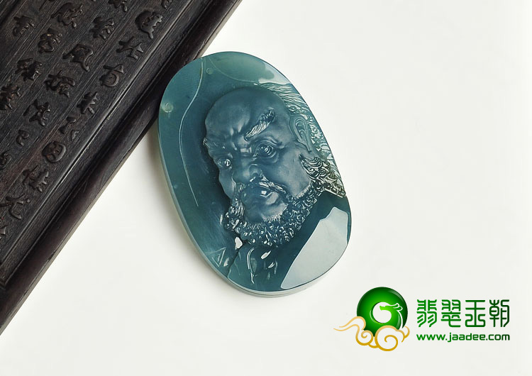 冰种蓝水缅甸翡翠A货达摩挂件