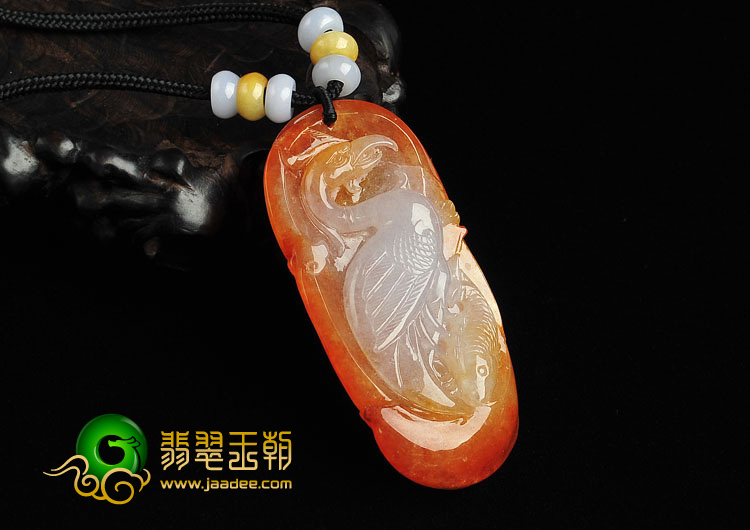 冰种红黄翡缅甸翡翠A货一路连科挂件