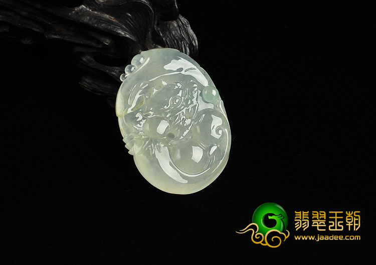 冰种淡黄翡缅甸翡翠A货龙行如意挂件