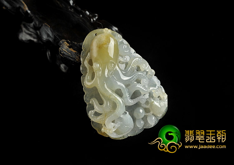 冰种淡黄翡缅甸翡翠A货八方进财挂件