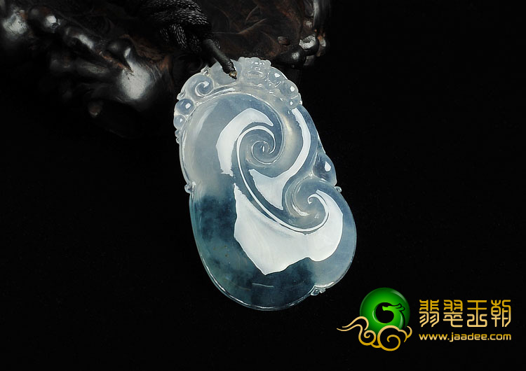冰种飘花缅甸翡翠A货如意挂件