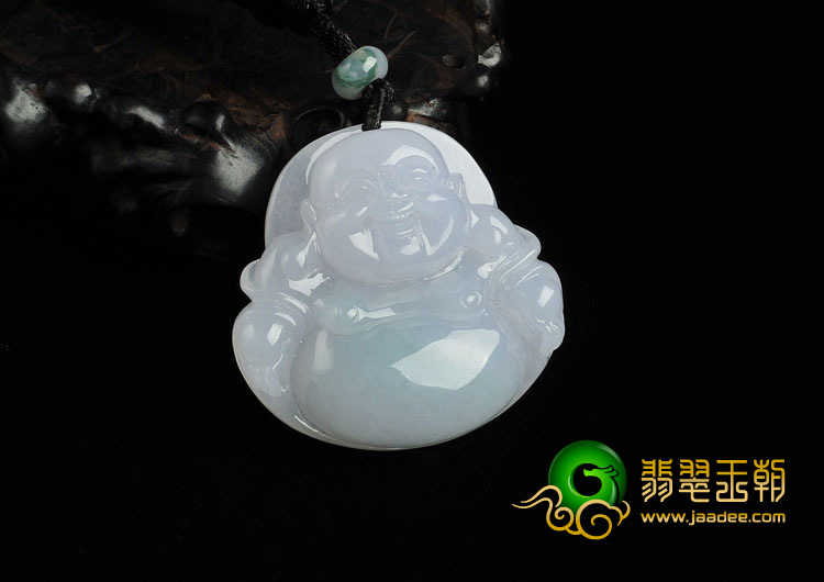糯冰种淡春带彩缅甸翡翠A货玉佛挂件