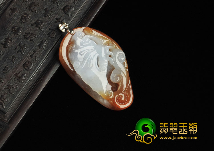 糯冰种褐红翡缅甸翡翠A货蝴蝶挂件