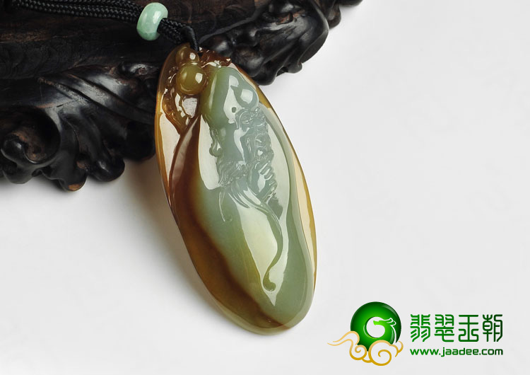 冰种褐黄翡缅甸翡翠A货寿星挂件