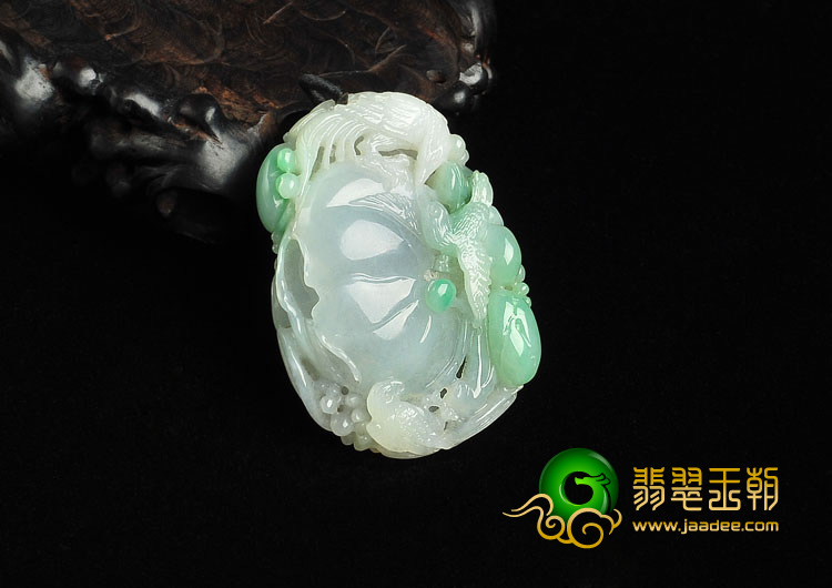 糯冰种飘翠缅甸翡翠A货鸟语花香挂件
