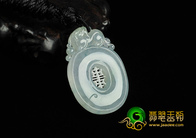冰种晴水飘花缅甸翡翠A货福在眼前挂件
