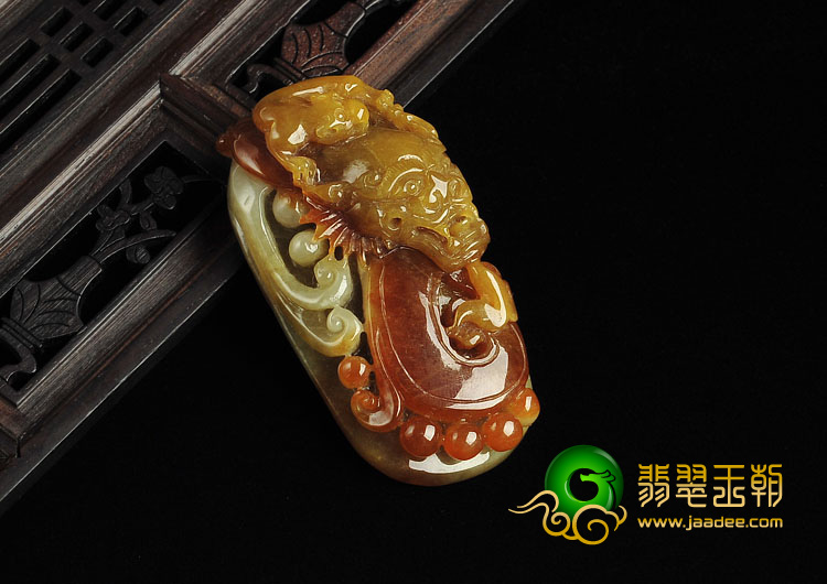 糯冰种褐黄翡缅甸翡翠A货望子成龙挂件