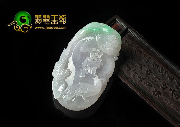 糯冰种淡春带彩缅甸翡翠A货鸟语花香手玩件