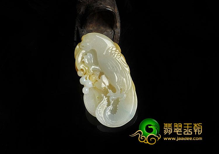 糯冰种黄翡缅甸翡翠A货喜上枝头挂件