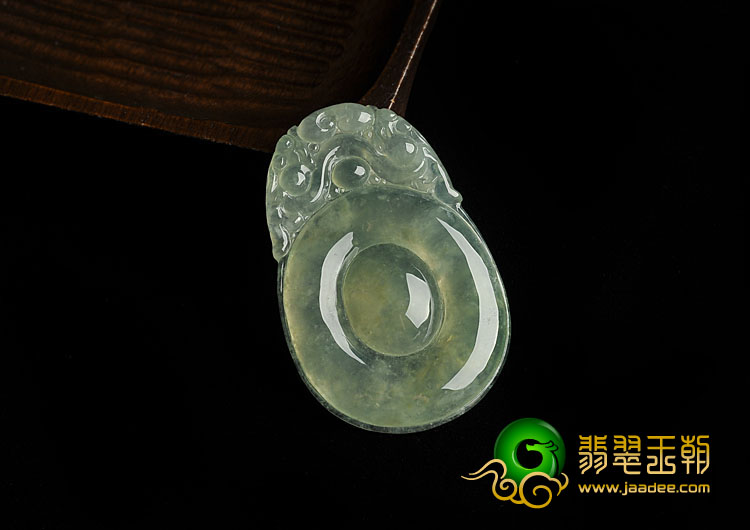 冰种黄翡缅甸翡翠A货双龙如意挂件
