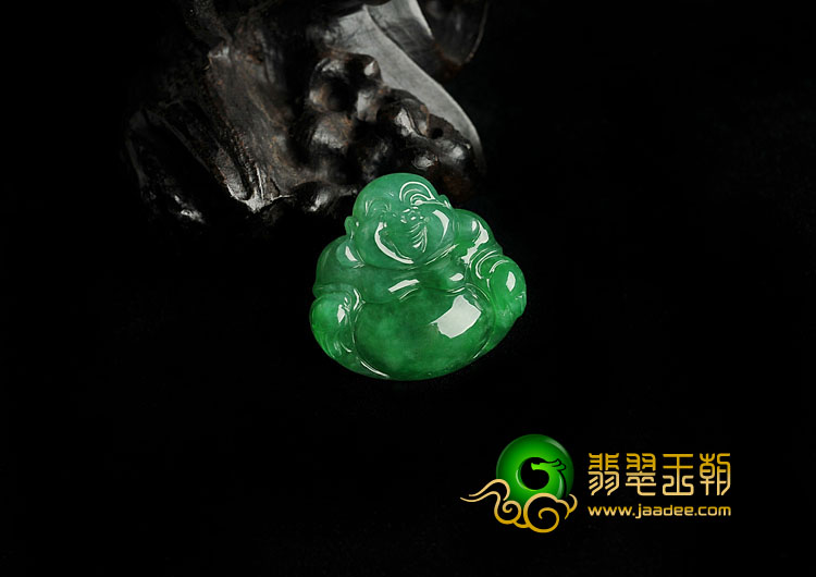 冰种正阳绿缅甸翡翠A货玉佛胸坠面（未镶嵌）