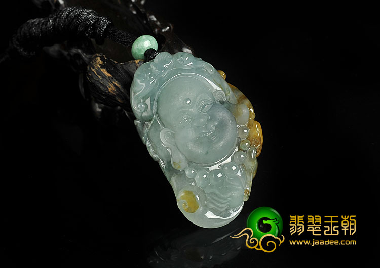 冰种褐黄翡晴水飘花缅甸翡翠A货玉佛挂件