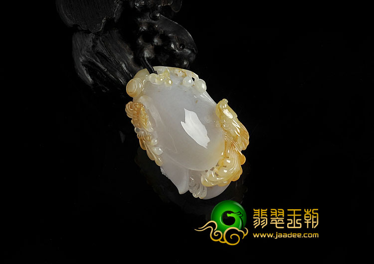 糯冰种紫罗兰黄翡缅甸翡翠A货玉兰花挂件