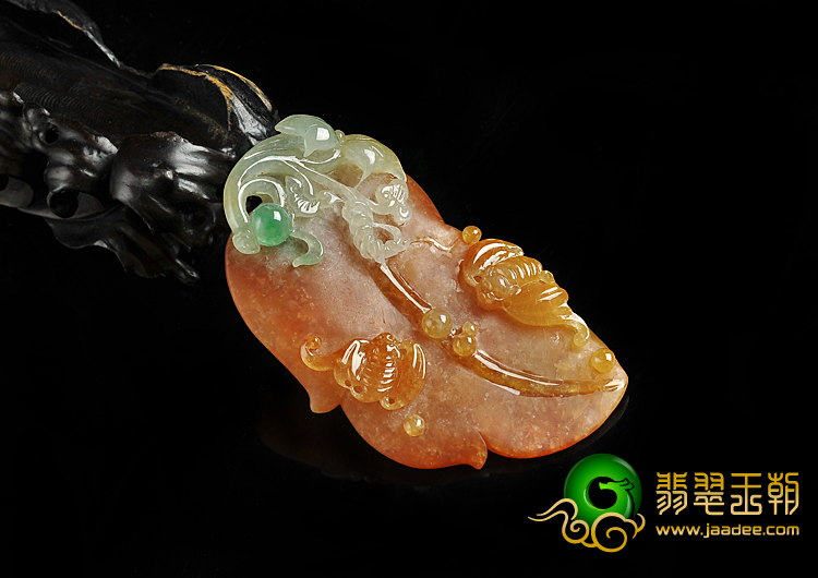 冰种三彩缅甸翡翠A货大业有成挂件