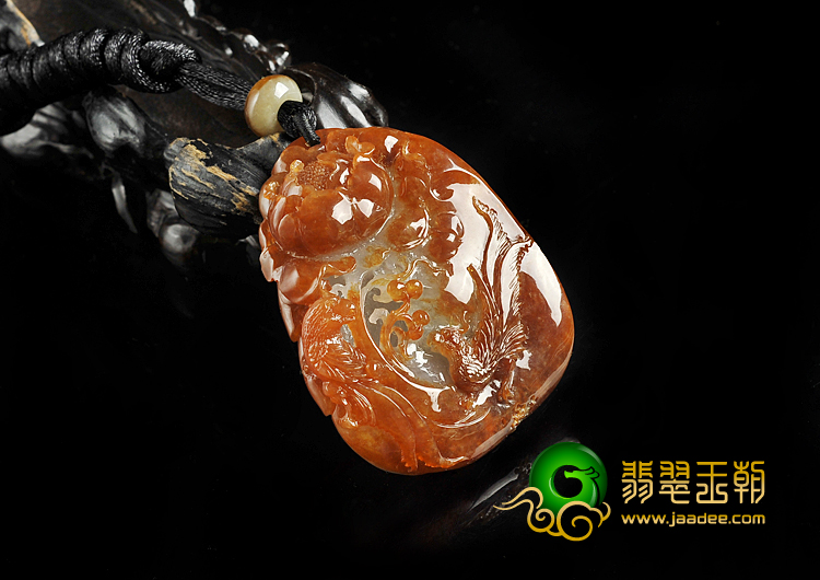 糯冰种褐红翡缅甸翡翠A货花开富贵挂件