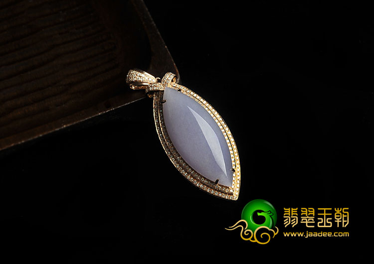 糯冰种紫罗兰缅甸翡翠A货镶玫瑰金胸坠（真钻）