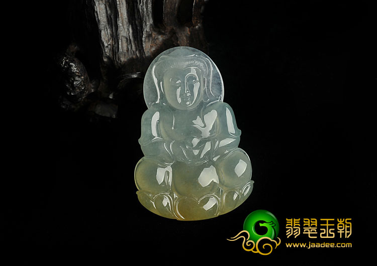 冰种黄翡缅甸翡翠A货观音挂件
