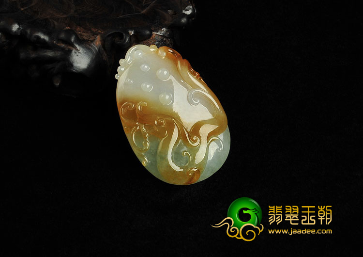 冰种三彩缅甸翡翠A货凤来仪挂件