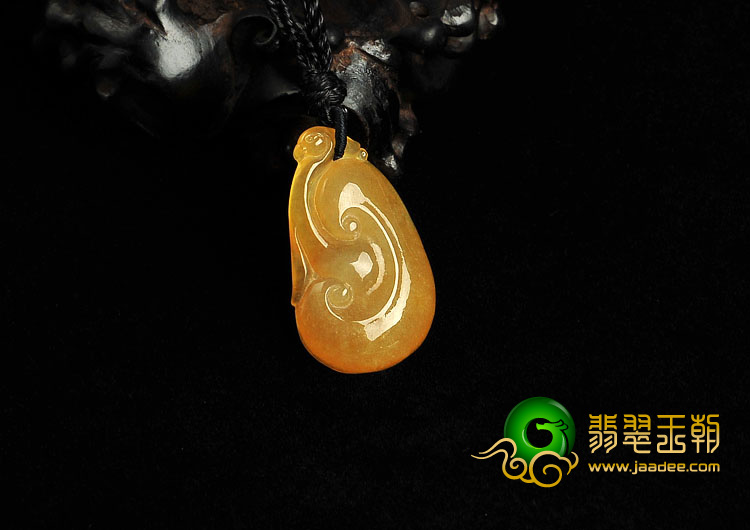 冰种黄翡缅甸翡翠A货如意挂件