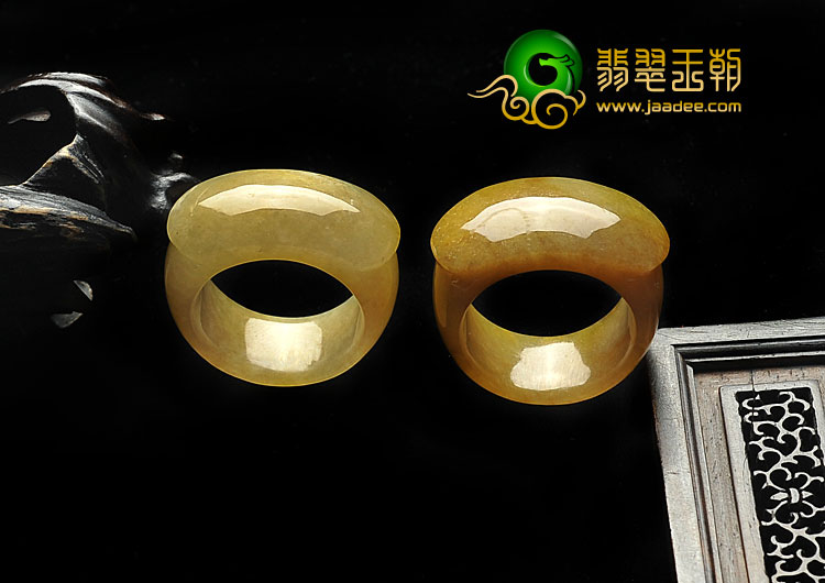 糯冰种褐黄翡缅甸翡翠A货马鞍戒（单价）