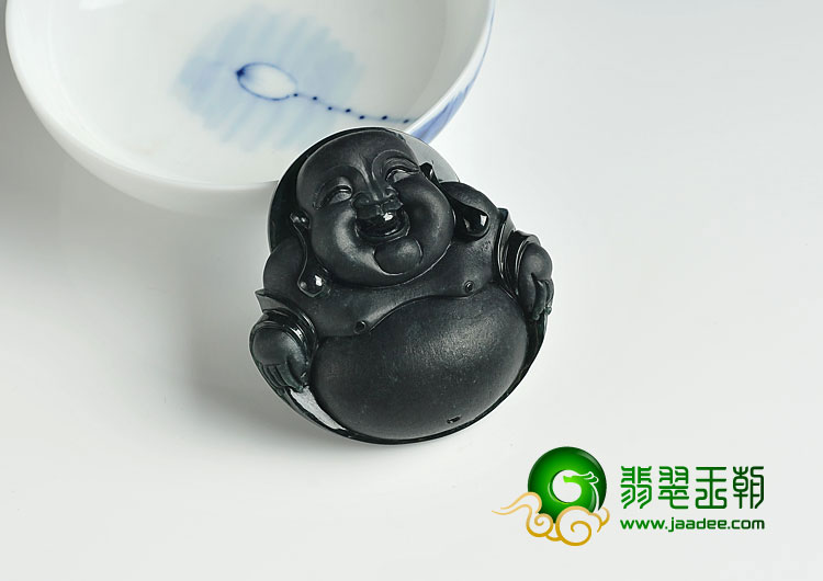 冰种墨翠缅甸翡翠A货玉佛挂件