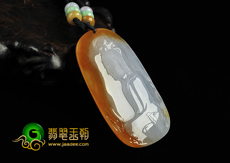 冰种黄翡缅甸翡翠A货观音挂件