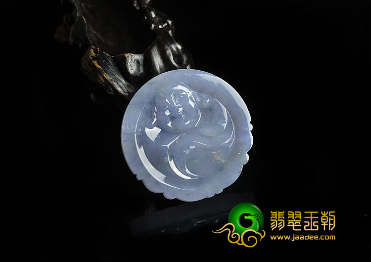 冰种紫罗兰略飘花缅甸翡翠A货玉佛挂件