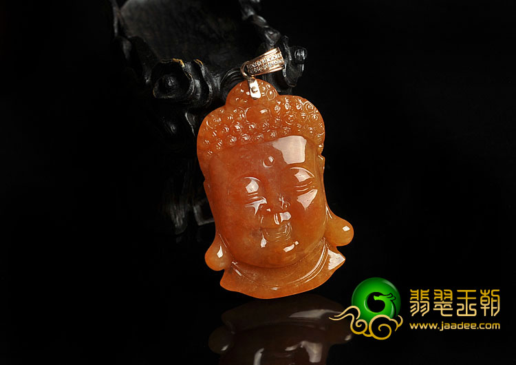 冰种红黄翡缅甸翡翠A货释迦牟尼挂件