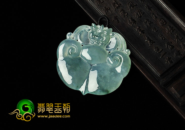 冰种晴水飘花缅甸翡翠A货福寿如意挂件