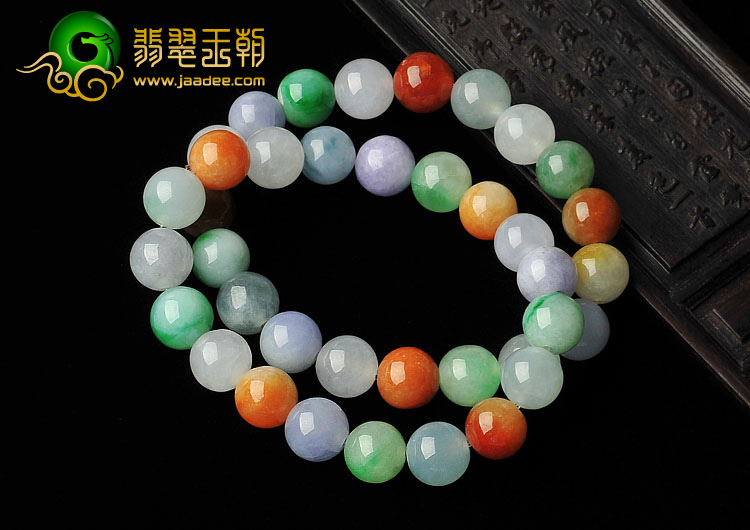 冰种多彩缅甸翡翠A货珠子手链（一批走）