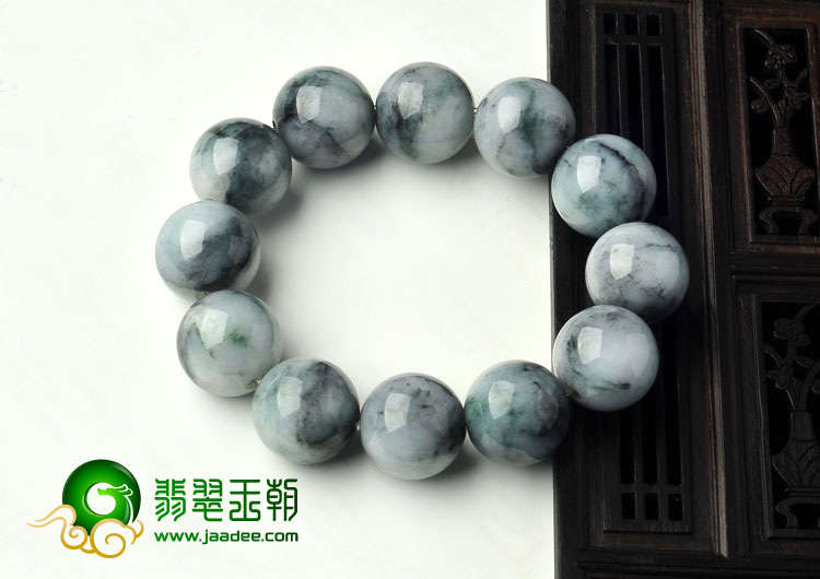 细糯种水墨色缅甸翡翠A货圆珠手链