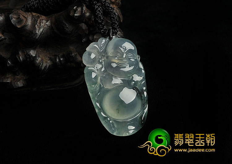 冰种飘花缅甸翡翠A货逍遥佛挂件