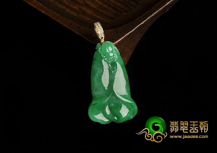 糯冰种正阳绿缅甸翡翠A货满绿玉兰花挂件